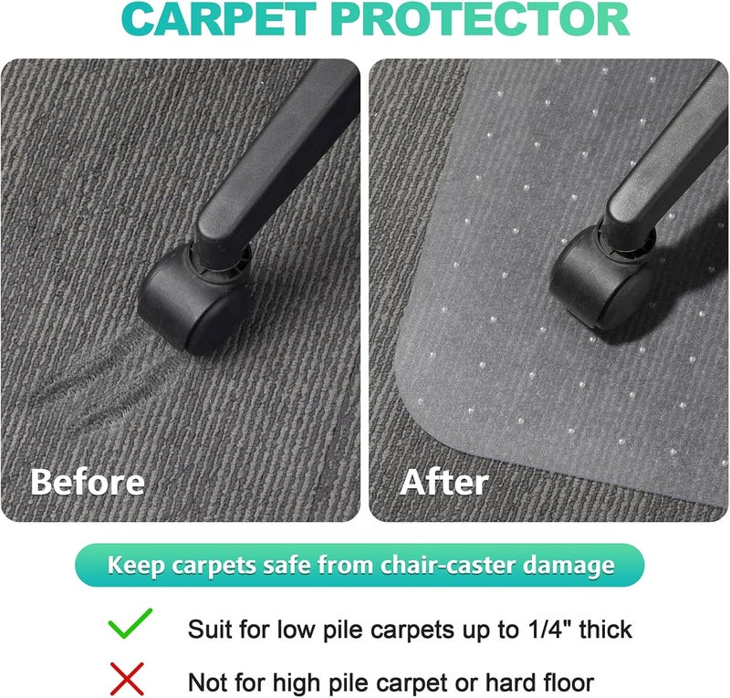 TONOS Thickened Chair Mat for Carpet- Low Pile Carpet Protector for Office Computer Desk Chair. Heavy Duty Desk Chair Mat for Carpeted Floors. Clear (Rectangular, 3mm Thick- 48x36) - Image 3